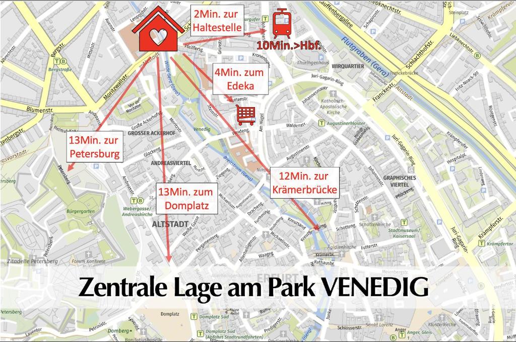 12 FEWOs im Jugendstilhaus mit Aufzug, großer Terrasse, Kingsize-Betten, 250Mbts WLAN, 55 Zoll Smart-TV - Nur ein kurzer Spaziergang durch den Park Venedig zur Krämerbrücke - Gaststätte im Haus 8