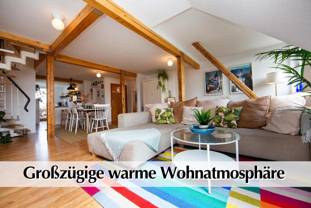 Helle 80m2 Maisonette FEWO mit tollem Balkon ins Grüne, Kingsize Bett, Smart-TV - Nur ein kurzer Spaziergang in die Altstadt und zum Domplatz - Kostenlose Parkplätze in den umliegenden Straßen - Ausgewählte Empfehlungen für Erfurt inklusive 4