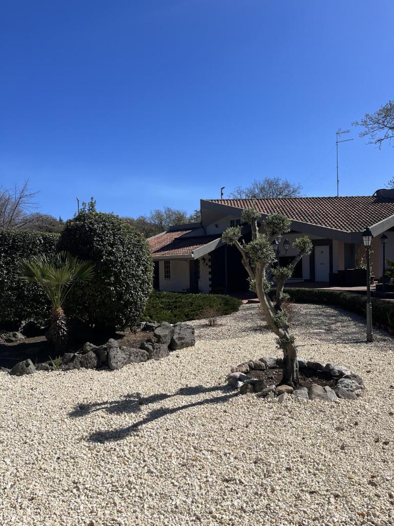 un petit arbre dans un cimetière devant une maison dans l'établissement La Vittoria Sicilian Villa, à Trecastagni