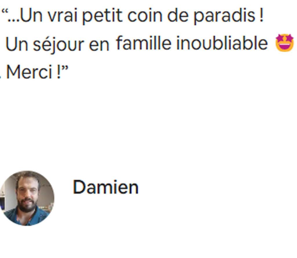 Capture d'écran d'un message textuel sur un homme avec une vue panoramique dans l'établissement Grande Maison Familiale Premium Super Calme - Piscine - Jacuzzi - Salle de Jeux - Idéalement Située - Gd Jardin Sans aucun vis à vis, à Sauzet