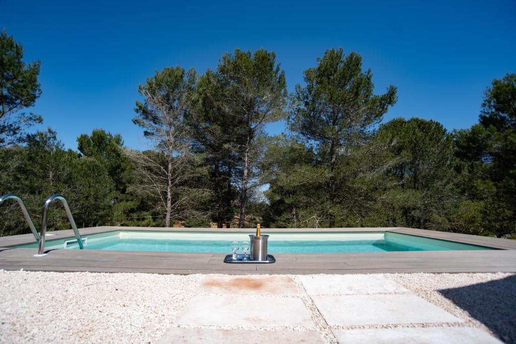 une piscine au milieu d'une cour dans l'établissement Puglia Essence - Ancient Lamia & Exclusive Pool, à Martina Franca