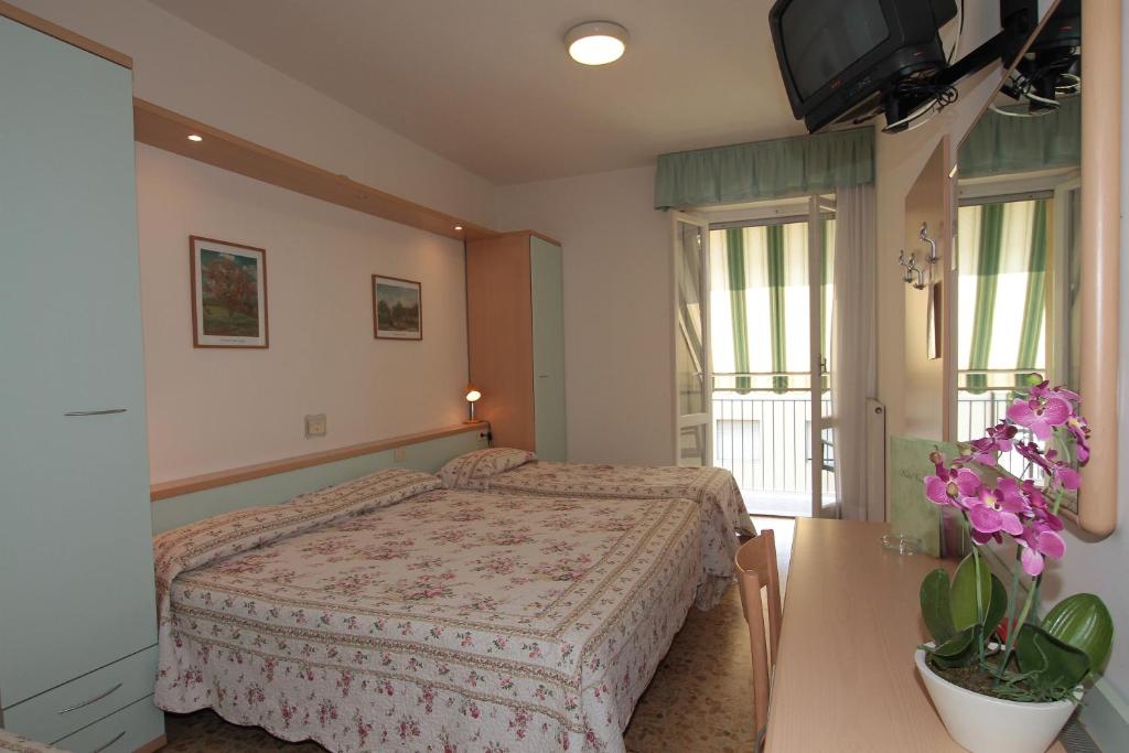 une chambre avec un lit et une plante en pot dans l'établissement Hotel Vera, à Marina di Massa
