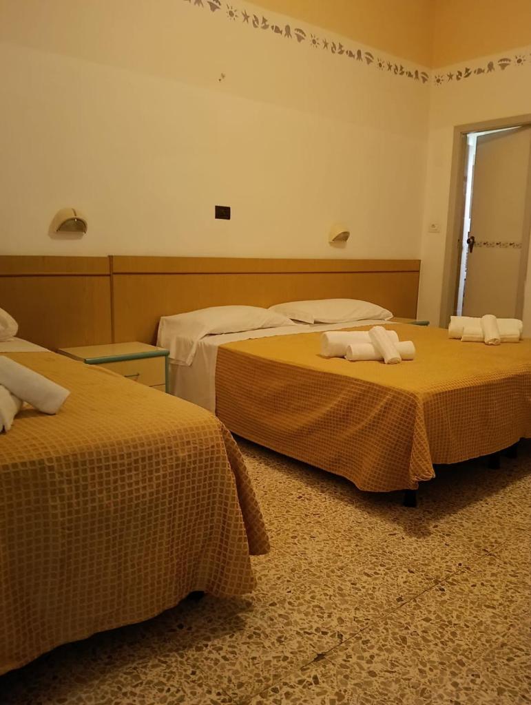 une chambre d'hôtel avec deux lits et une fenêtre dans l'établissement Hotel sidney, à Bellaria-Igea Marina 12 autres photos