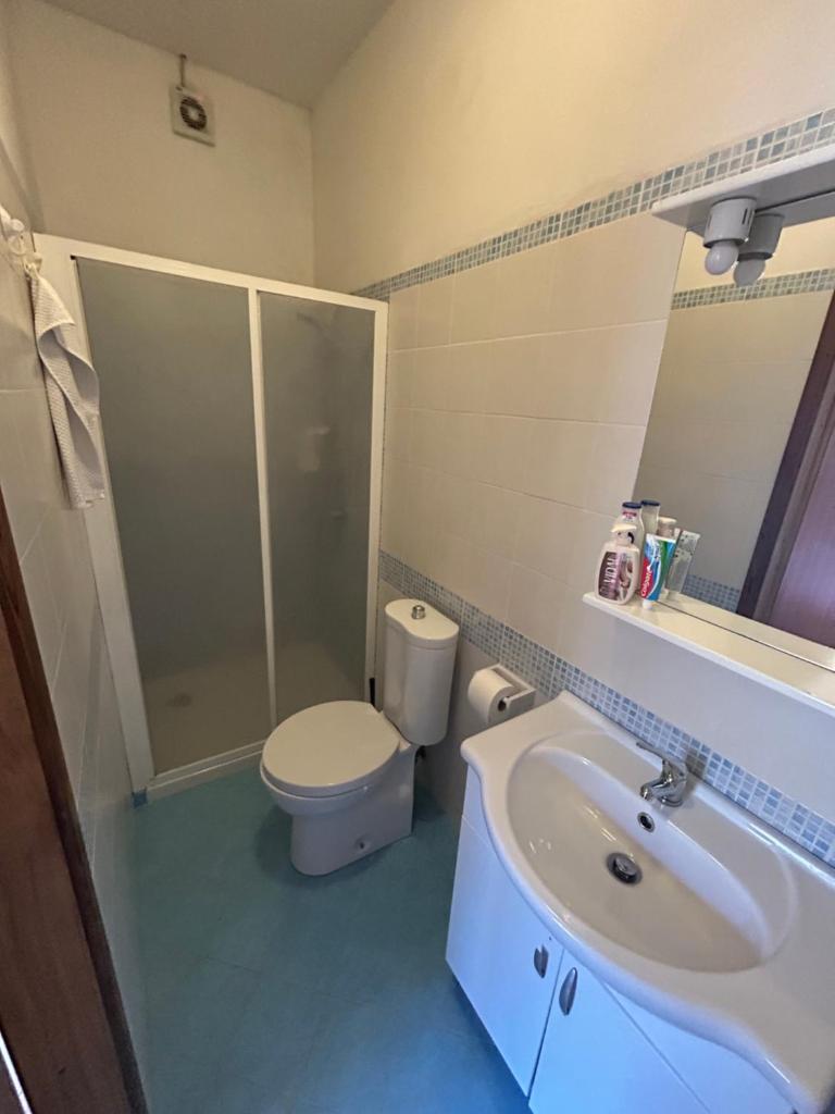 une salle de bain avec toilettes, lavabo et douche dans l'établissement Casa Visconti, à Bolognana 29 autres photos