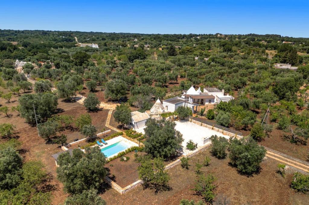une vue aérienne d'une maison avec piscine dans l'établissement Villa Trullo Ettore by Villa Plus, à Ceglie Messapica