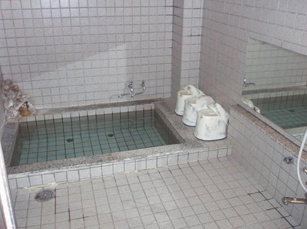La salle de bains est pourvue d'une baignoire et de 2 toilettes. dans l'établissement Komaya Ryokan, à Fujikawaguchiko