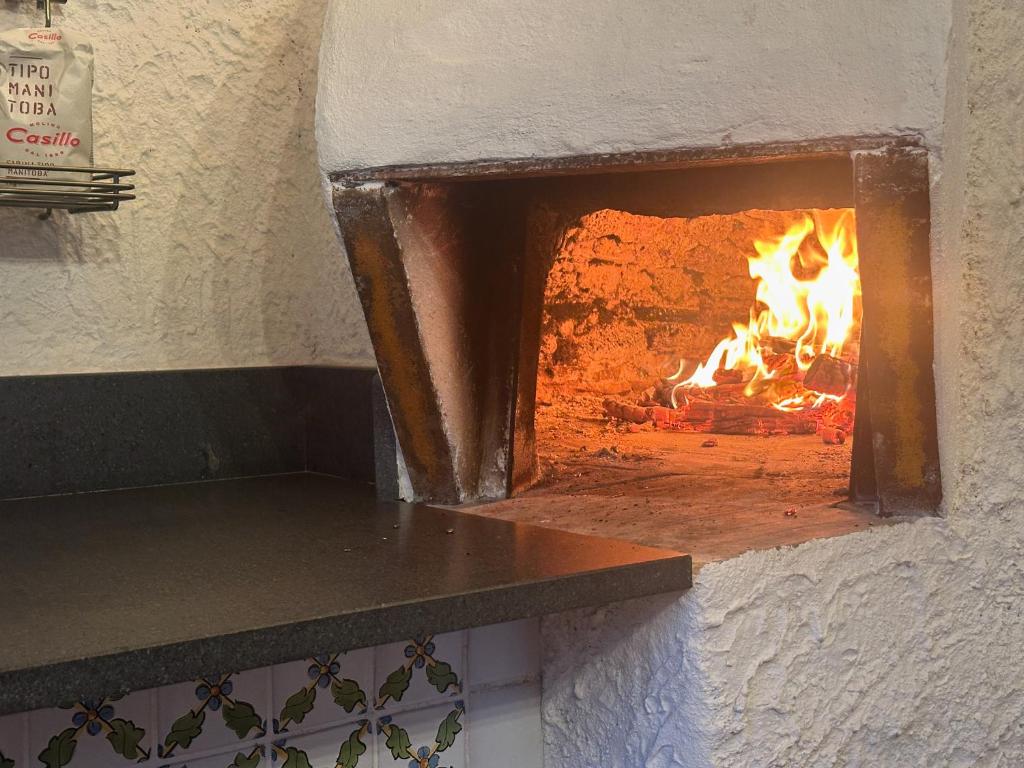 - un four en briques avec une cheminée dans l'établissement Casa Verde Ulivo, à Montargano