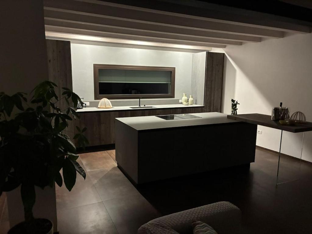 une salle de bain avec un lavabo et une télévision au mur dans l'établissement Luxury Loft Ai 2 lecci Relaxing oasis with pool, à Cadoneghe