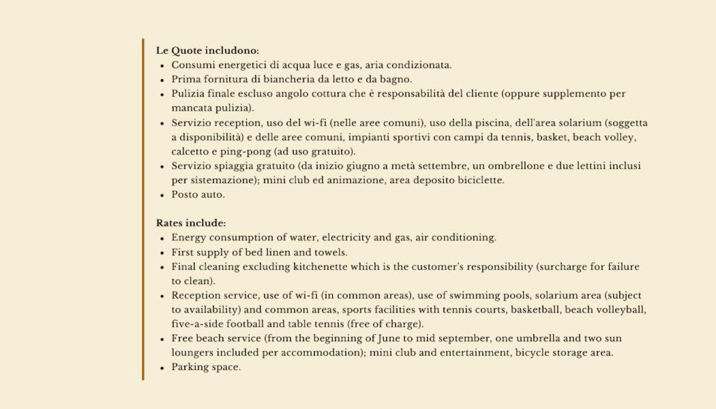 Capture d'écran d'une page d'un document dans l'établissement Residence with pool and private beach in Talamone just 500 mt from the sea, à Talamone