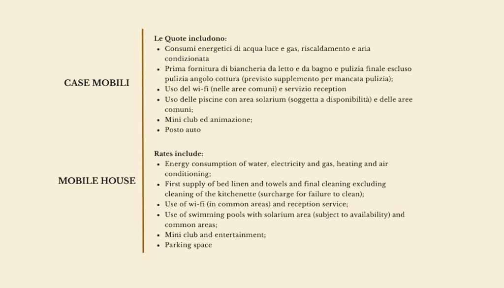 Capture d'écran d'une page d'un document dans l'établissement Village with swimming-pool in Montalto Marina just 100 meters from the beach, mobile homes with air conditioning and private outdoor area, à Torre di Montalto