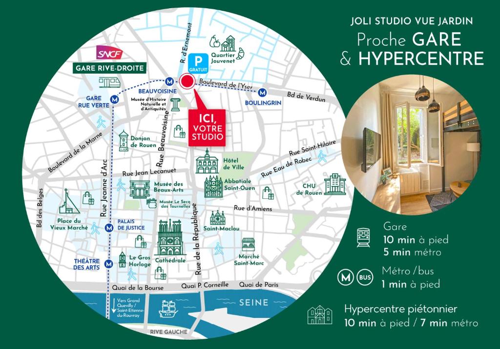 Studio au calme rénové près gare et centre 4