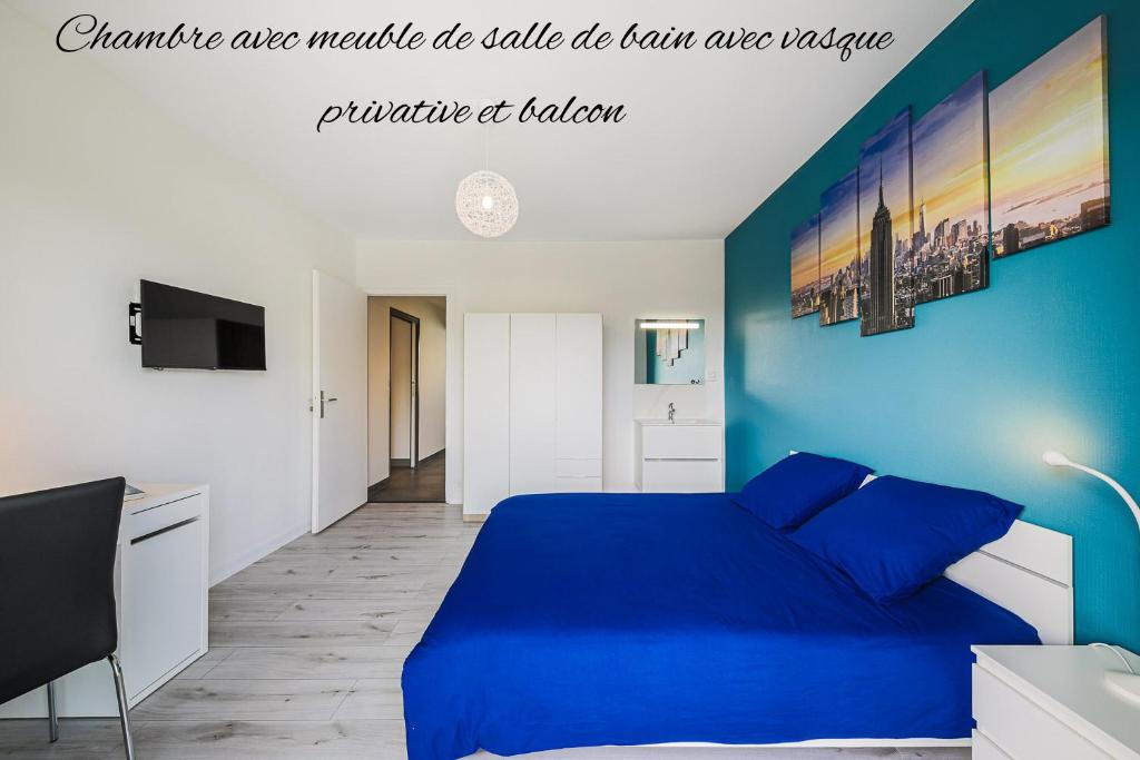 Le Smart & Cosy - Location possible du logement entier OU en coliving dans ce T5 de 80m2 - 4 chambres différentes et privatives - Jusqu'à 2 personnes par chambre et 8 pour le logement entier - Parking Gratuit - Wifi Fibre -Gare à 20 min 8