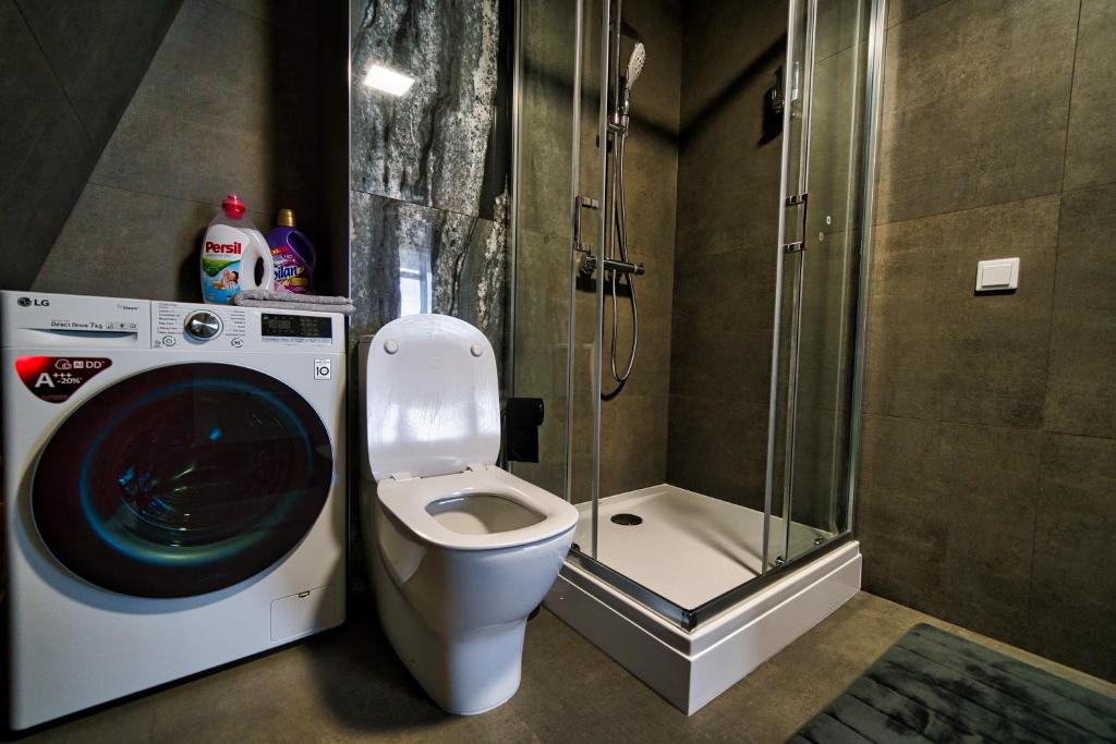 Modern central Riga apartment with balcony, gym access, dedicated parking, kitchen & AC 6