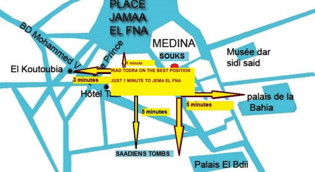 une carte de la ville de la mosquée jumeirah dans l'établissement Riad Todra, à Marrakech 27 autres photos