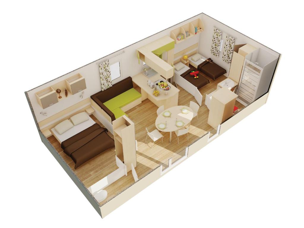 un plan d'étage d'une maison dans l'établissement Camping de la Treille, à Cavalaire-sur-Mer