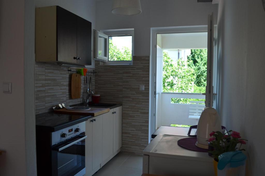 Kuchyň nebo kuchyňský kout v ubytování Apartments Mili