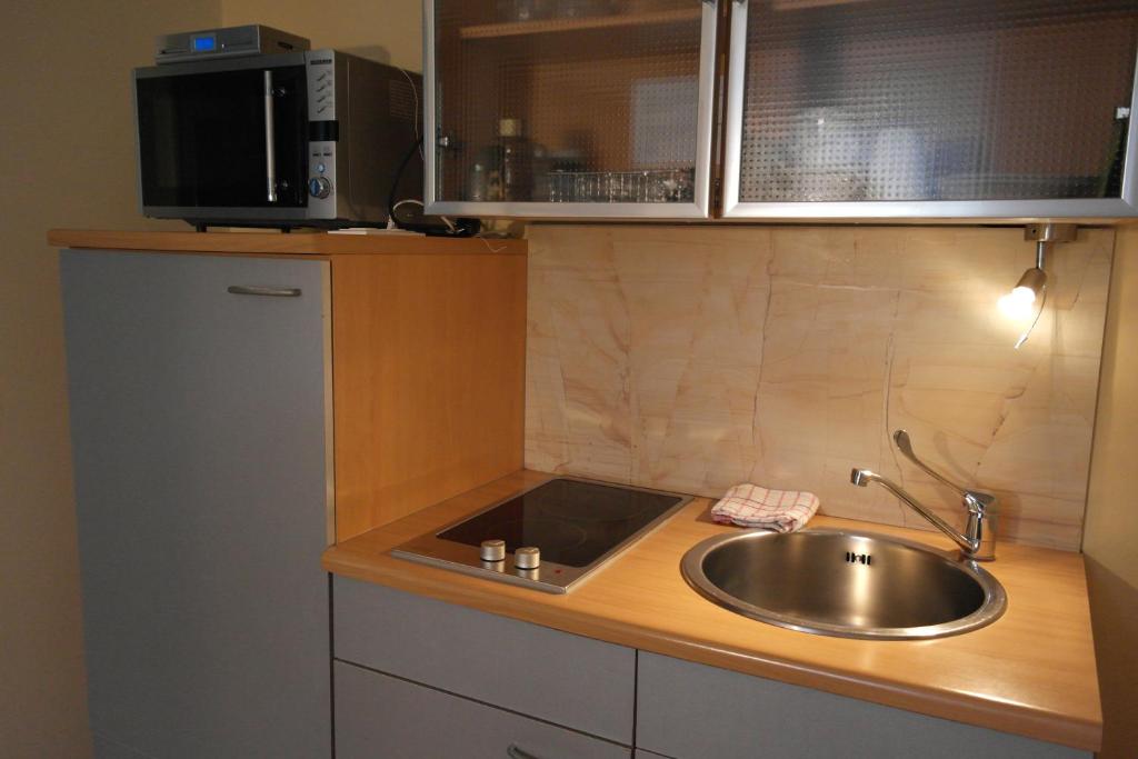 Kuchyň nebo kuchyňský kout v ubytování Pension Leichtfried