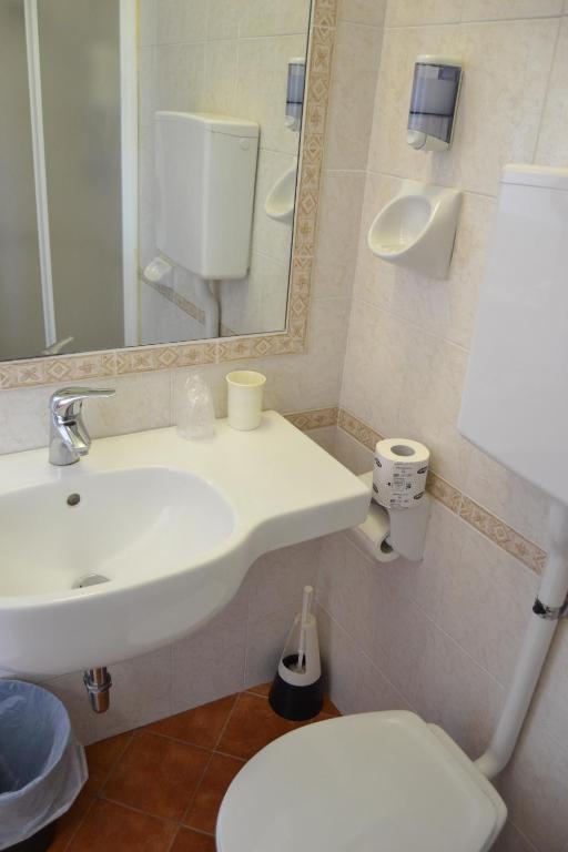 Koupelna v ubytování Hotel Apis