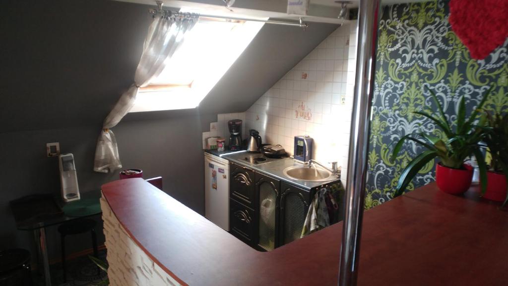Kuchyň nebo kuchyňský kout v ubytování Apartament Łebcz