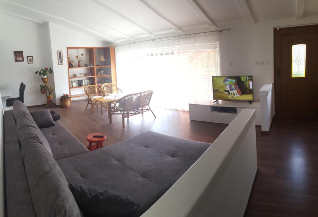 Televízia a/alebo spoločenská miestnosť v ubytovaní Haus Mirela