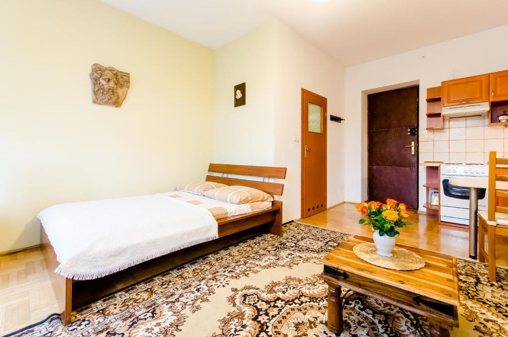 Posteľ alebo postele v izbe v ubytovaní Central Krak Apartments - studios