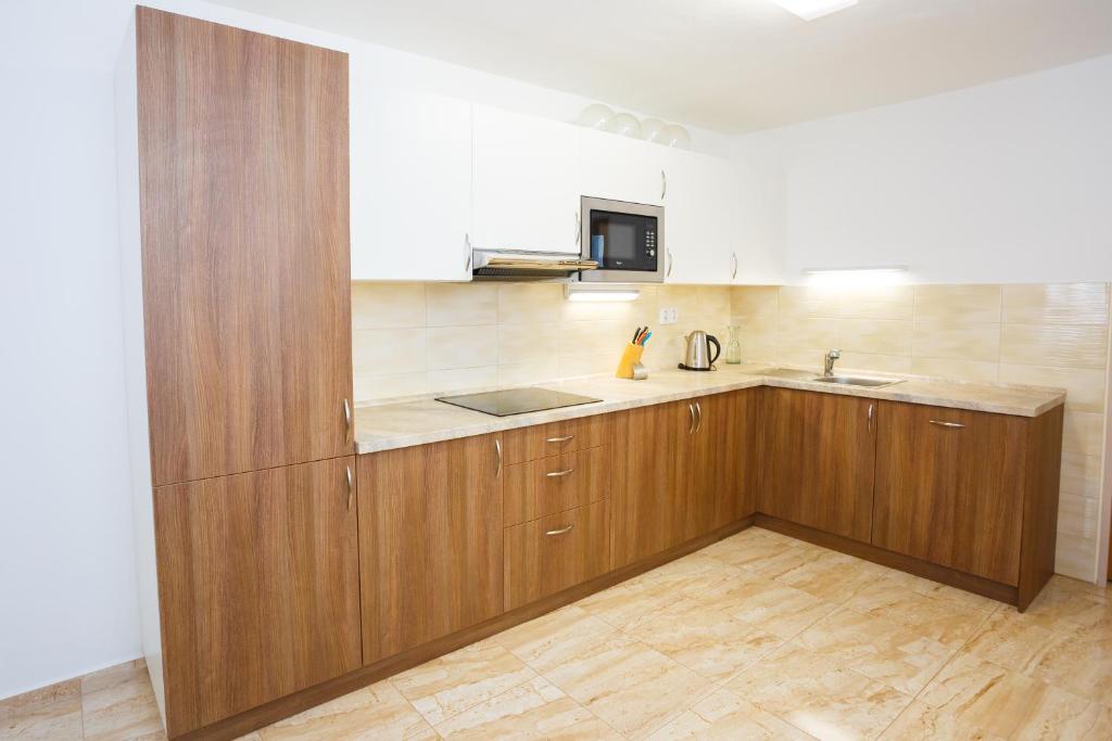 Kuchyň nebo kuchyňský kout v ubytování Apartmány Nad Rybníkem