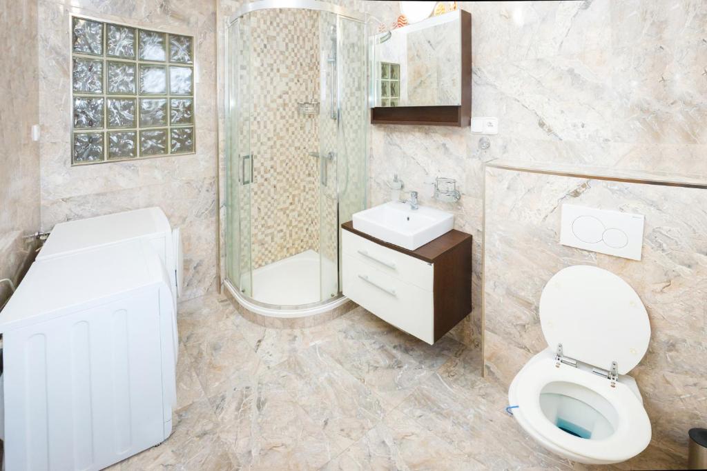 Koupelna v ubytování Apartmány Nad Rybníkem