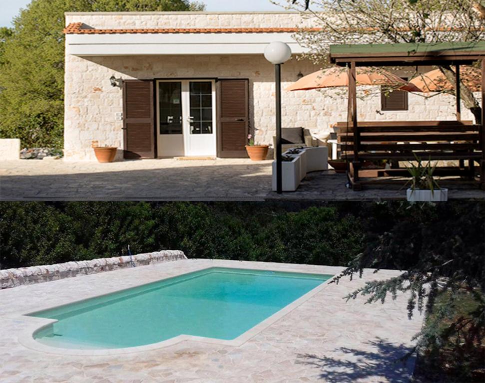 dos fotos de una piscina frente a una casa en Villa Apollonia B&B, en Monopoli
