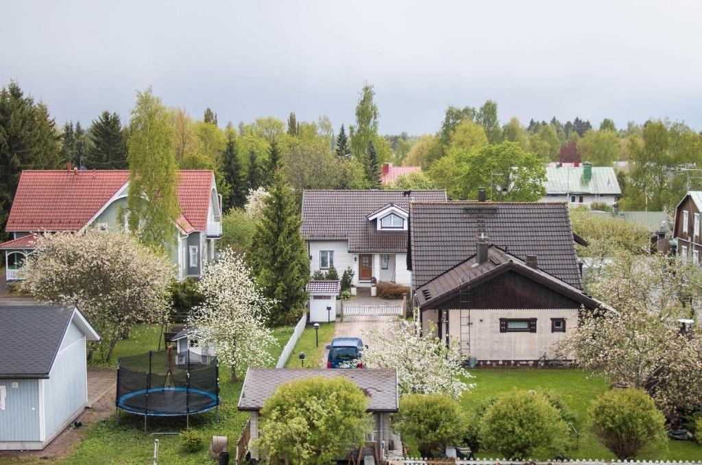 an aerial view of a residential neighborhood with houses at Lahti Lehti House in Lahti