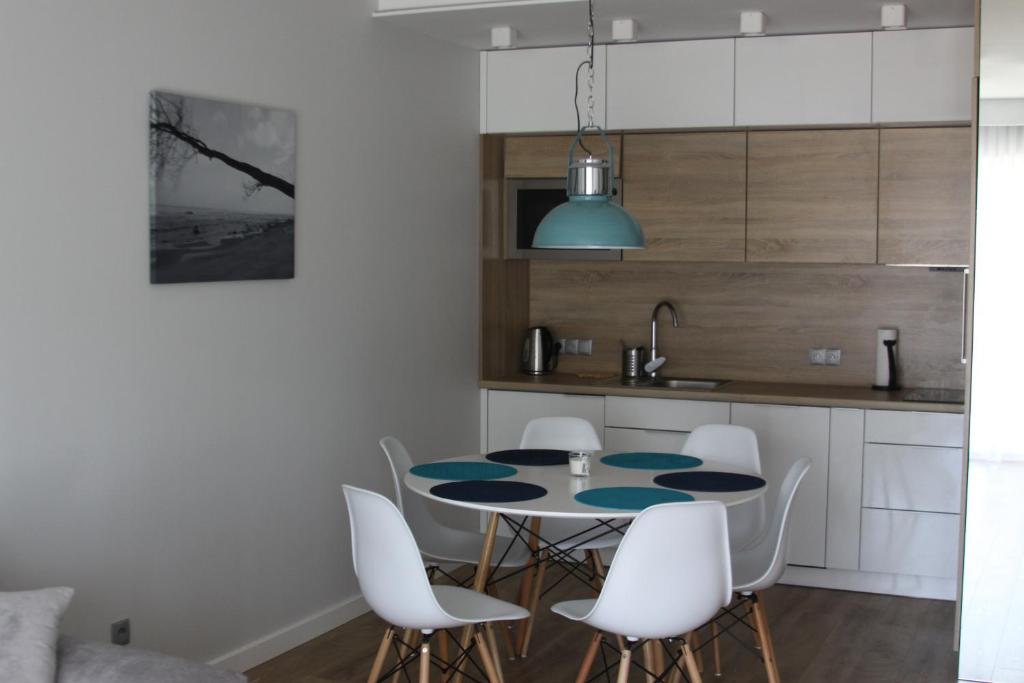 Kuchyň nebo kuchyňský kout v ubytování Apartament z ogrodkiem