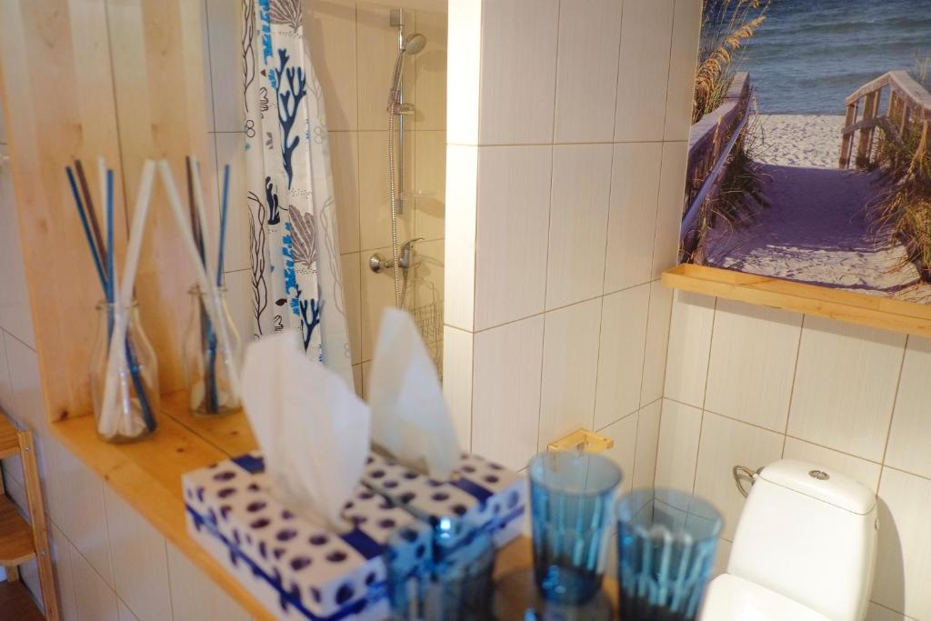 Koupelna v ubytování Domek Drewniany