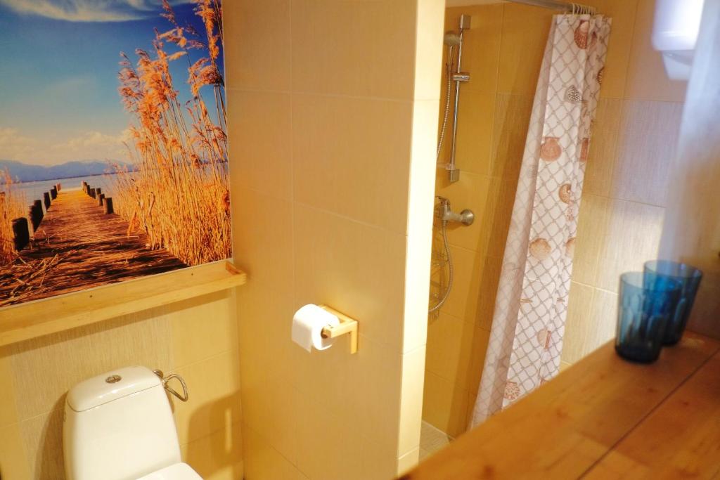 Koupelna v ubytování Domek Drewniany
