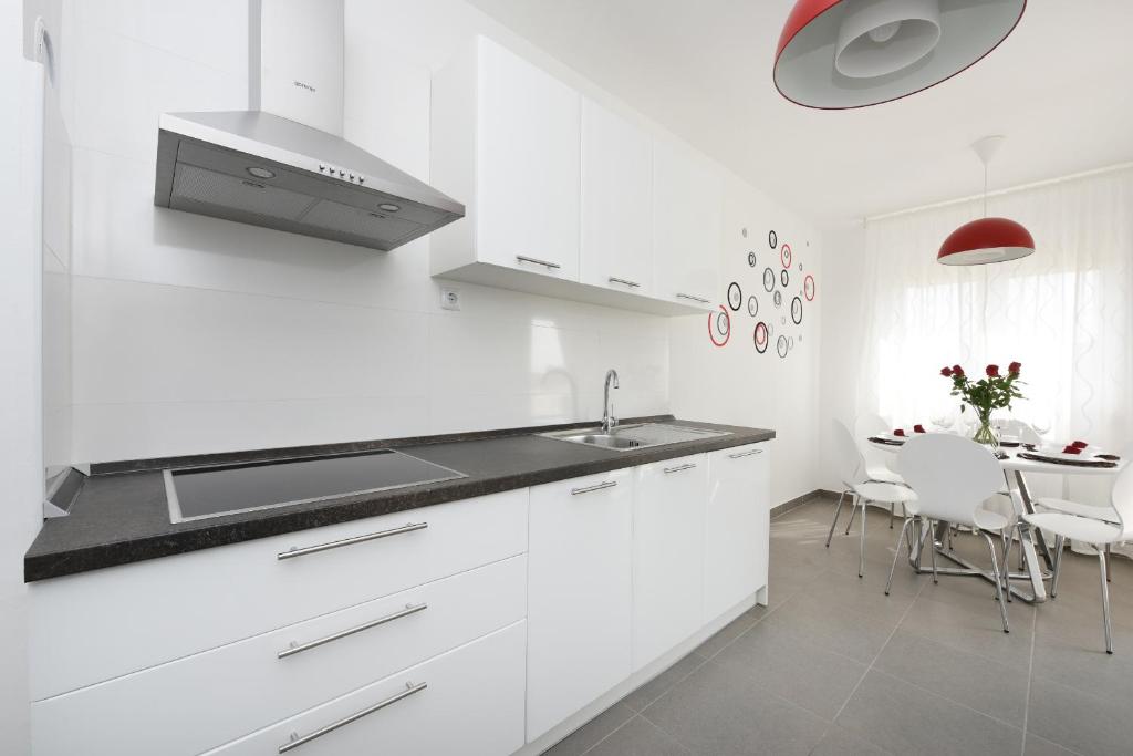 Kuchyň nebo kuchyňský kout v ubytování Apartments Rusula Zadar