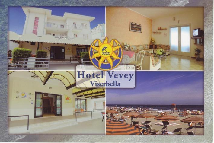 un collage di foto di un hotel con vista di Hotel Vevey a Rimini