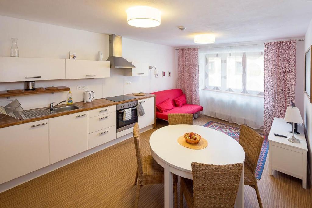 Kuchyň nebo kuchyňský kout v ubytování Apartmány Pod náměstím
