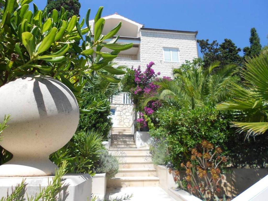 a stairway leading to a house with plants at Villa Kristonia in Hvar