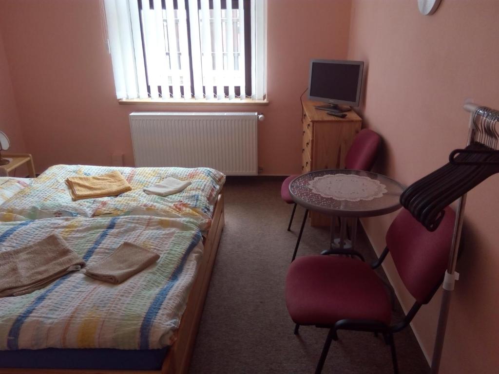 Postel nebo postele na pokoji v ubytování U Slunecne brany
