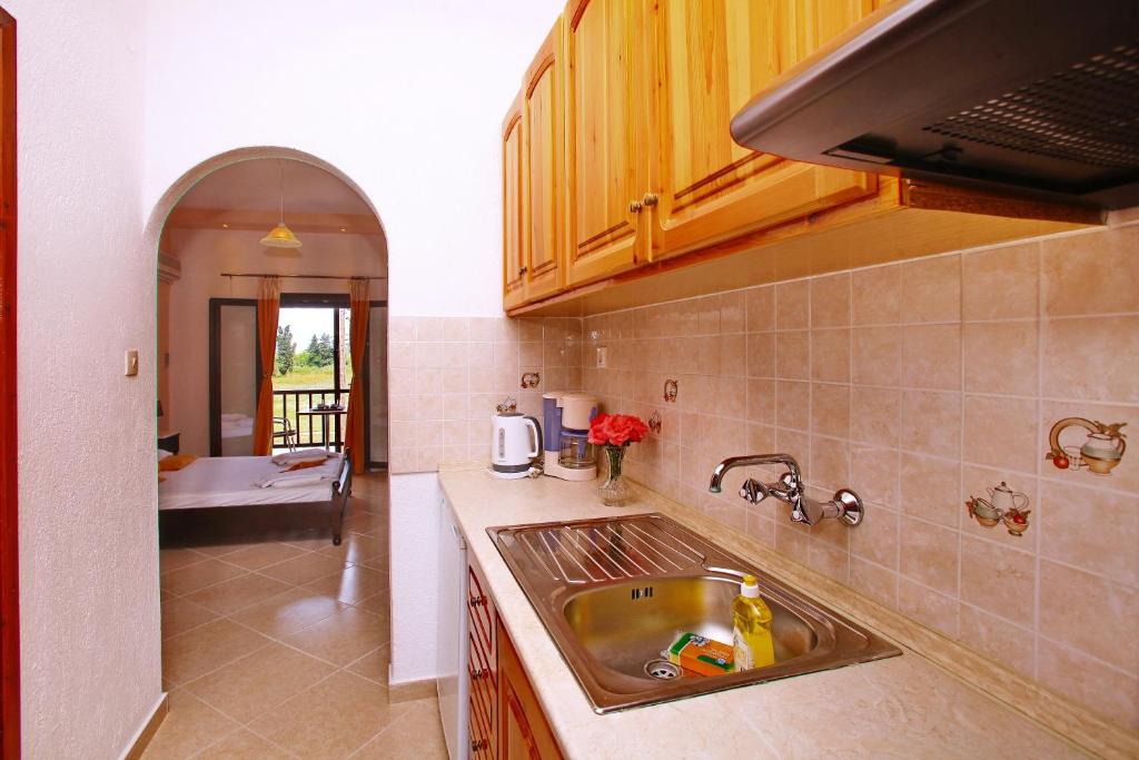 a kitchen with a sink and a counter top at Maria Studios in Neo Klima