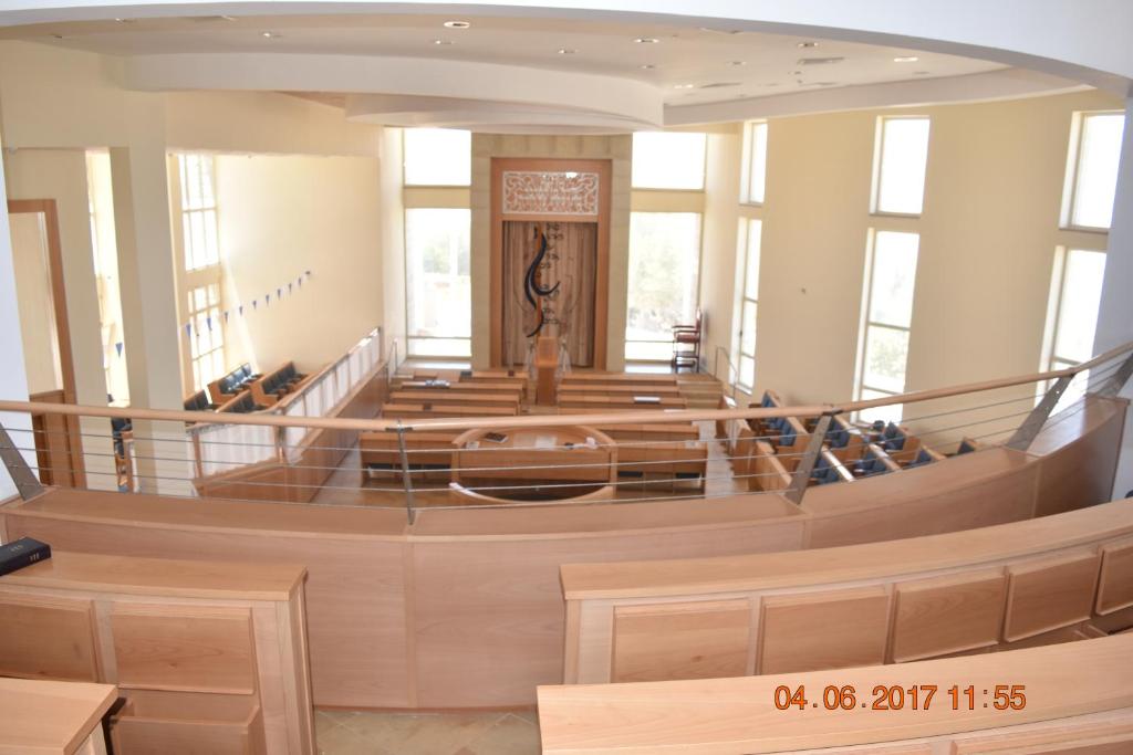 a view of a church with a large courtroom at Nof Canaan in Kfar Adumim