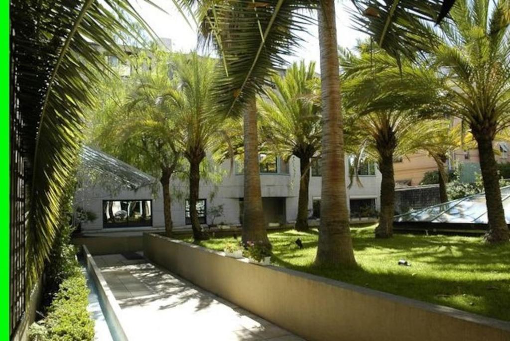 a row of palm trees in front of a house at Superbe Studio in Nice at 450m. from the sea in Nice