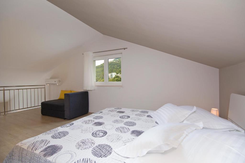Posteľ alebo postele v izbe v ubytovaní Sea View Apartment Gin Brela