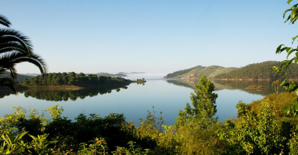 widok na jezioro z drzewami na pierwszym planie w obiekcie Paradise in Portugal w mieście Santa Clara-a-Velha