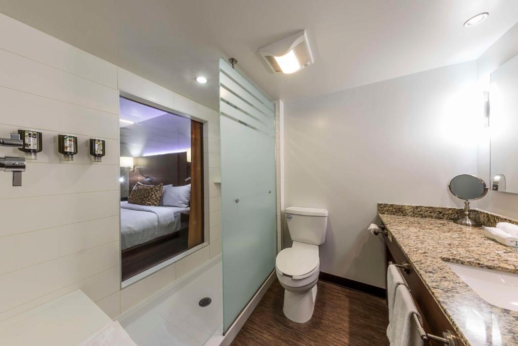 Koupelna v ubytování Hôtel & Suites Normandin Québec