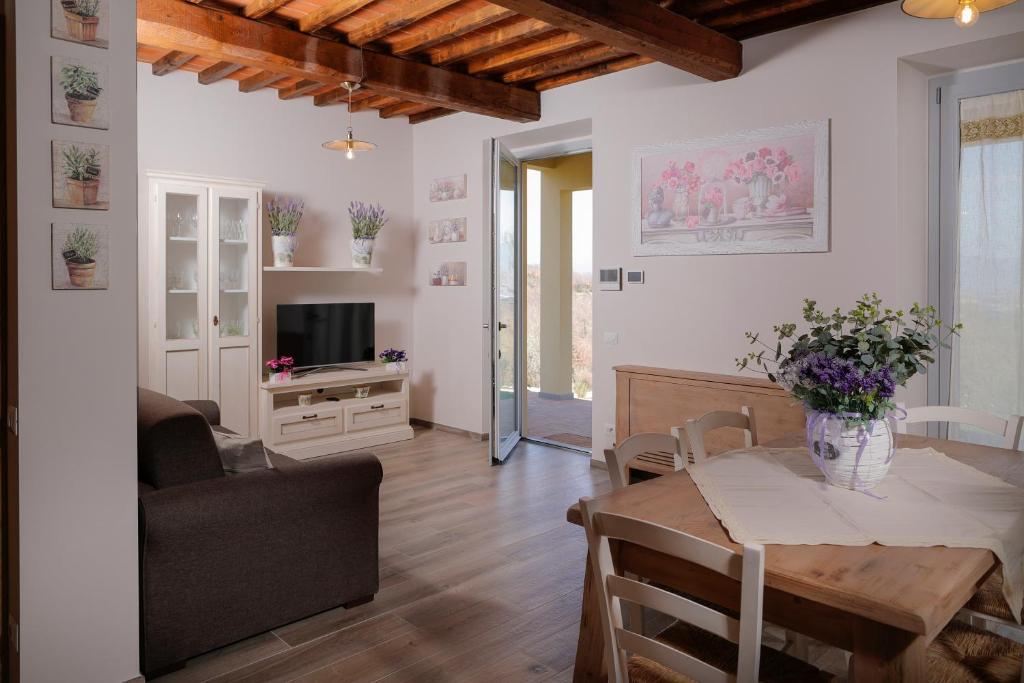 Televízia a/alebo spoločenská miestnosť v ubytovaní Casa di Campagna Pianelli