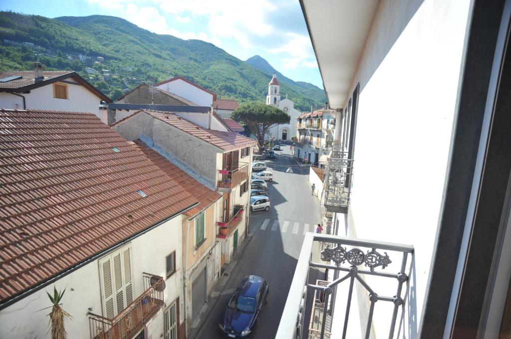 a view of a street in a town with buildings at Palazzo Mascolo in Agerola
