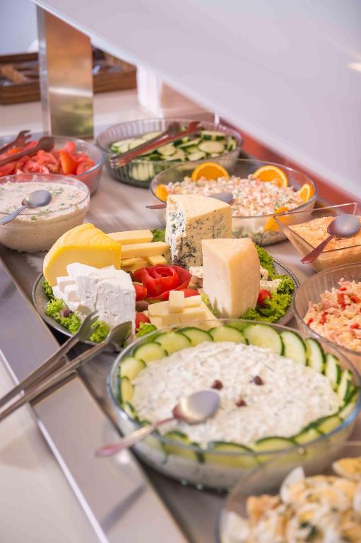 a buffet with many different types of food on display at Balos Beach in Kissamos