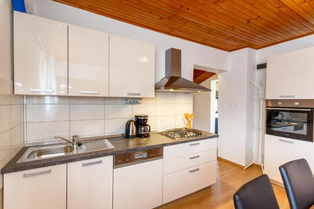 Kuchyň nebo kuchyňský kout v ubytování Apartmani M