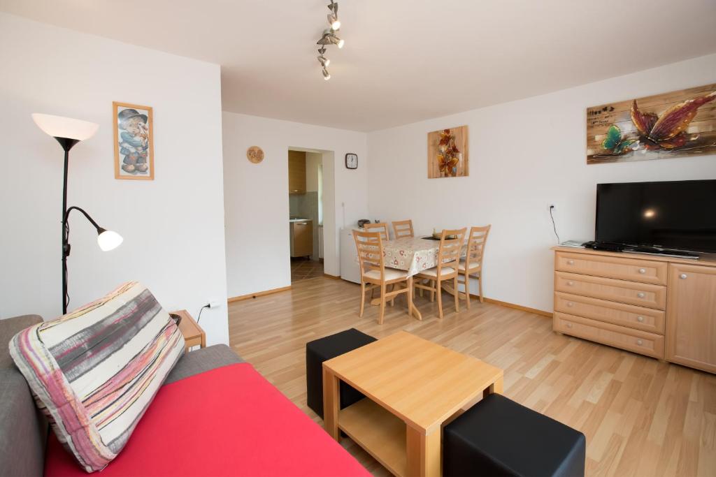 TV a/nebo společenská místnost v ubytování Apartmaji Matej Cvetek