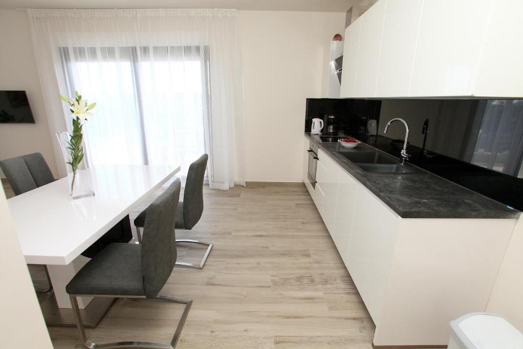 Kuchyňa alebo kuchynka v ubytovaní Apartments Villa Aquamarie