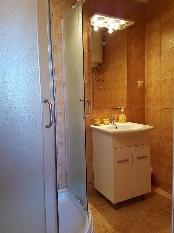 Koupelna v ubytování Room Cvita